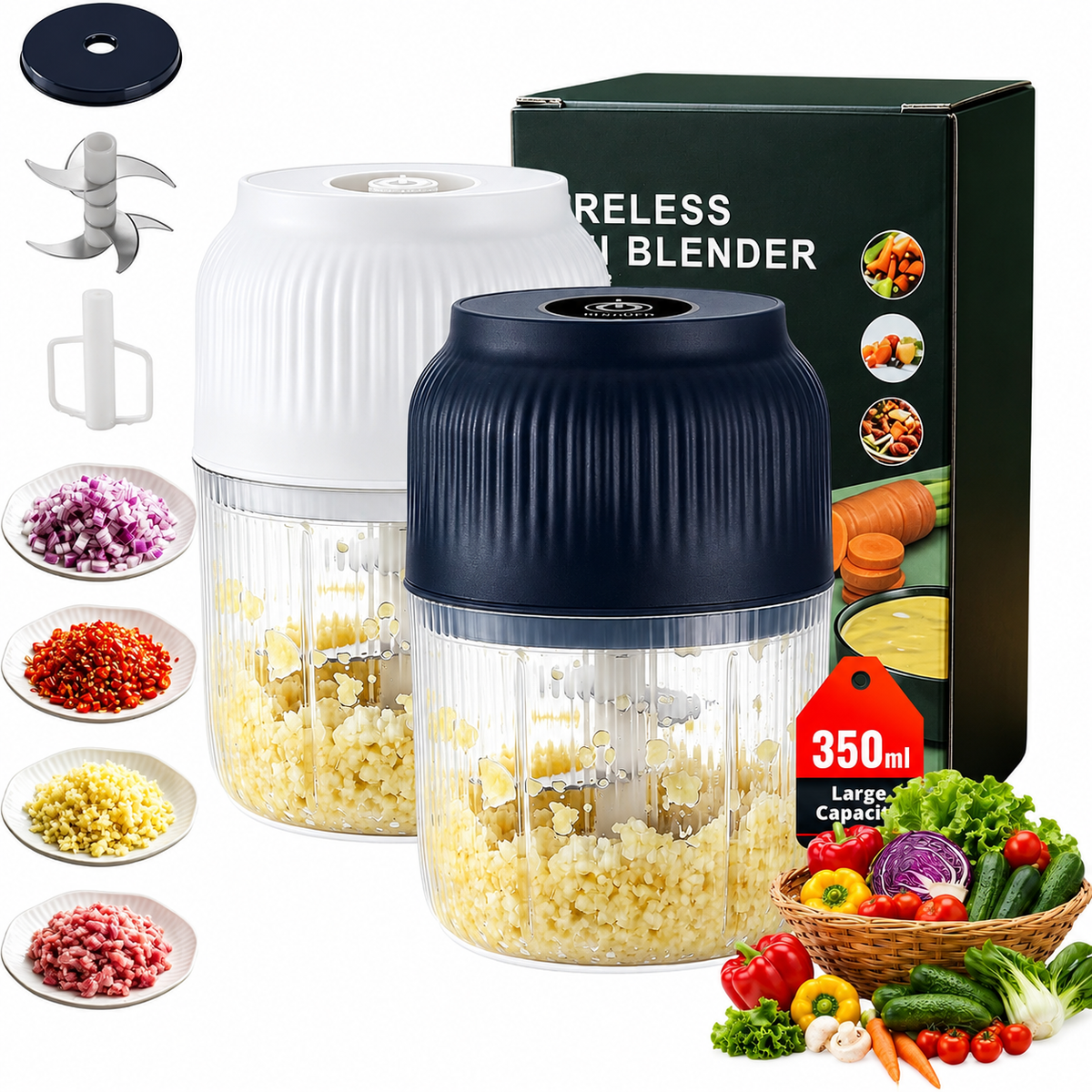 🥕 50% OFF NOW! 6-Blade Electric Food Chopper|Chops Vegetables, Onions, Herbs, Nuts & Meat|Cordless, One-Touch & Easy to Clean