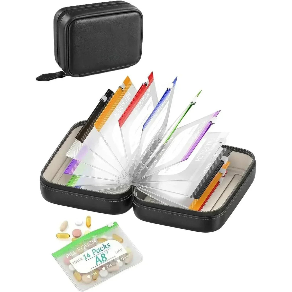 π 2026 Sale β Over 9,000 Sold! π A8 Waterproof Pill Pouch Set β 14 Color-Coded Pouches, Crush-Proof Shell, Up to 2 Weeks of Meds! β¨