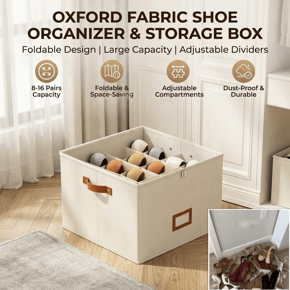 🔥Oxford Fabric Foldable Design Shoe Organizer, Storage Box-Navalonixcosh®
