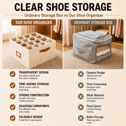 🔥Oxford Fabric Foldable Design Shoe Organizer, Storage Box– Large Capacity, Dustproof & Breathable for Closet & Bedroom 🧺✨-Navalonixcosh®