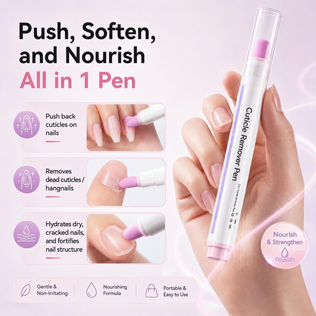 ✨ 2-in-1 Cuticle Remover Pen – Ceramic Tip, Hydrating & Travel-Ready