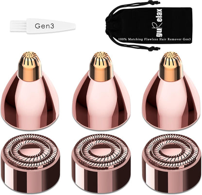 18K Gold Facial Hair Remover Replacement Heads Set – Precision Facial &amp; Eyebrow Trimmer Blades for Smooth, Gentle Hair Removal