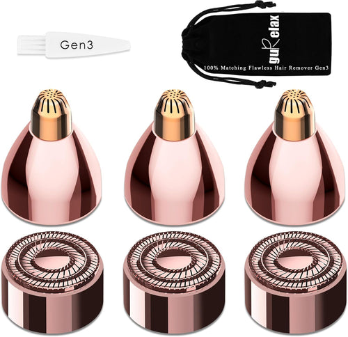 18K Gold Facial Hair Remover Replacement Heads Set – Precision Facial &amp; Eyebrow Trimmer Blades for Smooth, Gentle Hair Removal