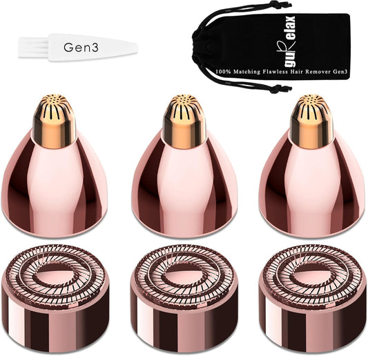 18K Gold Facial Hair Remover Replacement Heads Set – Precision Facial &amp; Eyebrow Trimmer Blades for Smooth, Gentle Hair Removal
