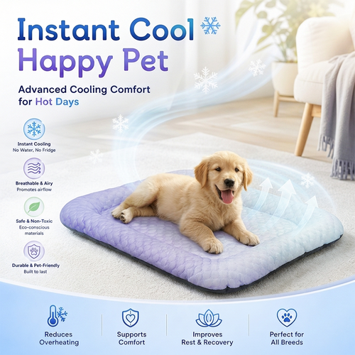 upsell❄️Pet Cooling Mat for Dogs & Cats 🐾  Naturally Cool Ice-Silk Pad • Breathable, Washable & Soft-Navalonixcosh®