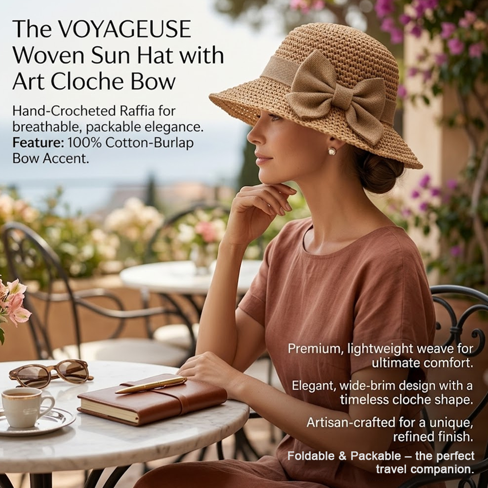 👒 Elegant Woven Straw Sun Hat with Bow – Breathable, Foldable & Perfect for Beach & Travel 🌞-Navalonixcosh®