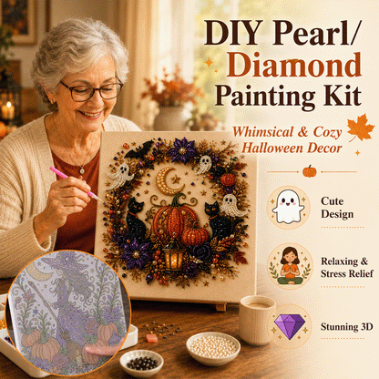 👻 Ghost Pearl Art DIY Kit – 3D Halloween Diamond Painting Craft, Sparkling Resin Pearl Mosaic Wall Decor-Navalonixcosh®