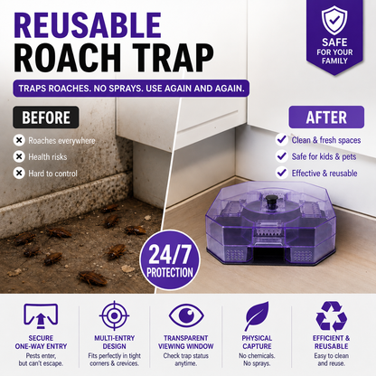 ⏳Time-Limited Special⏰ Reusable Roach Trap – Physical capture, no toxic sprays. One‑way doors, easy to check & clean. Safe for homes with kids & pets! 🏠✨-Navalonixcosh®