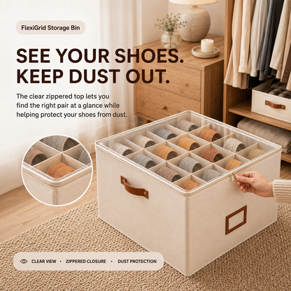 🔥Oxford Fabric Foldable Design Shoe Organizer, Storage Box– Large Capacity, Dustproof & Breathable for Closet & Bedroom 🧺✨-Navalonixcosh®