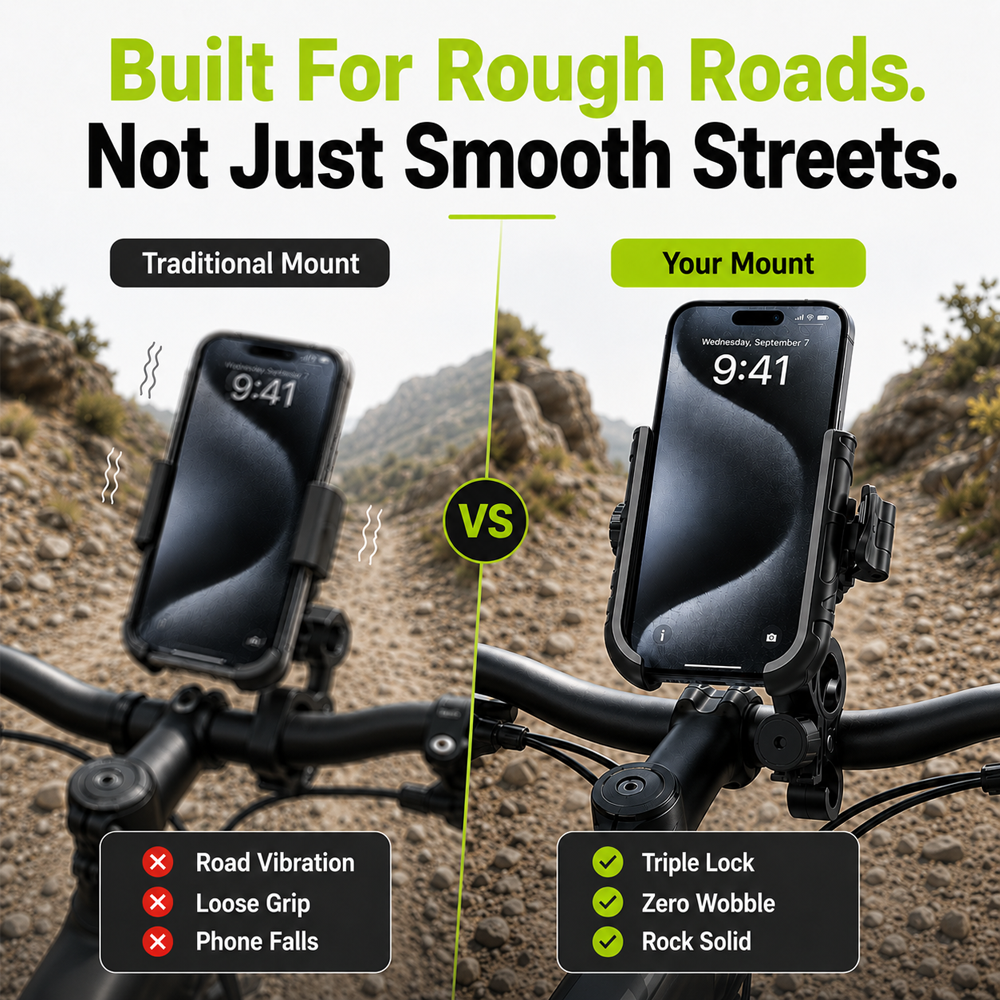🎉 2026 Sale — Over 42,000 Sold! 🚴‍♂️ Quick-Release Bike Phone Mount – SecureLock & Shockproof Padding 📱-Navalonixcosh®
