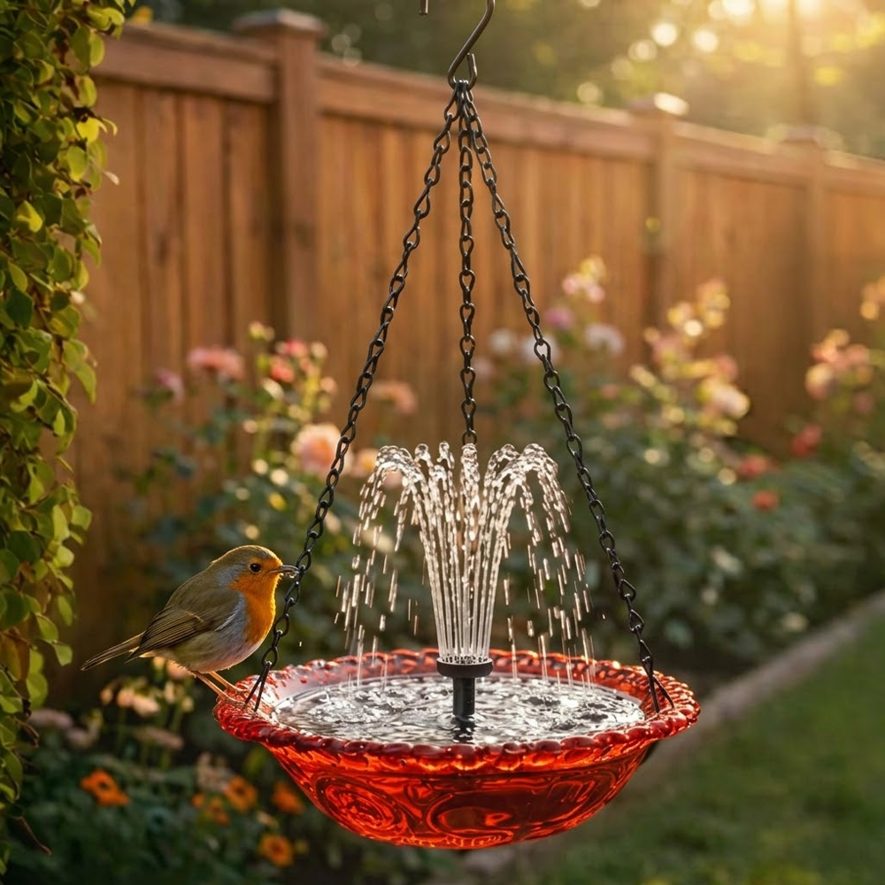 🔥2026 Spring Sale 40% Off--🐦Solar Cascade Hanging Bird Bath Fountain  -Navalonixcosh®
