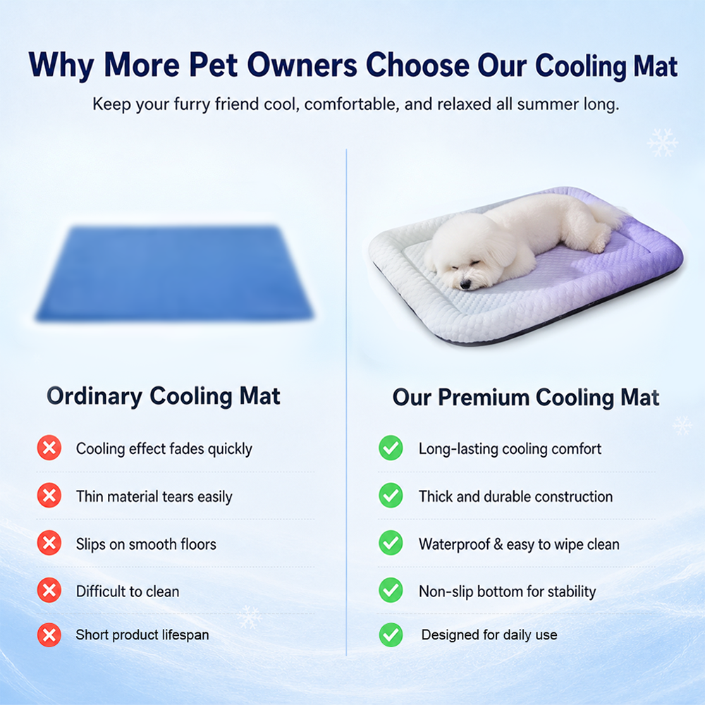 upsell❄️Pet Cooling Mat for Dogs & Cats 🐾  Naturally Cool Ice-Silk Pad • Breathable, Washable & Soft-Navalonixcosh®