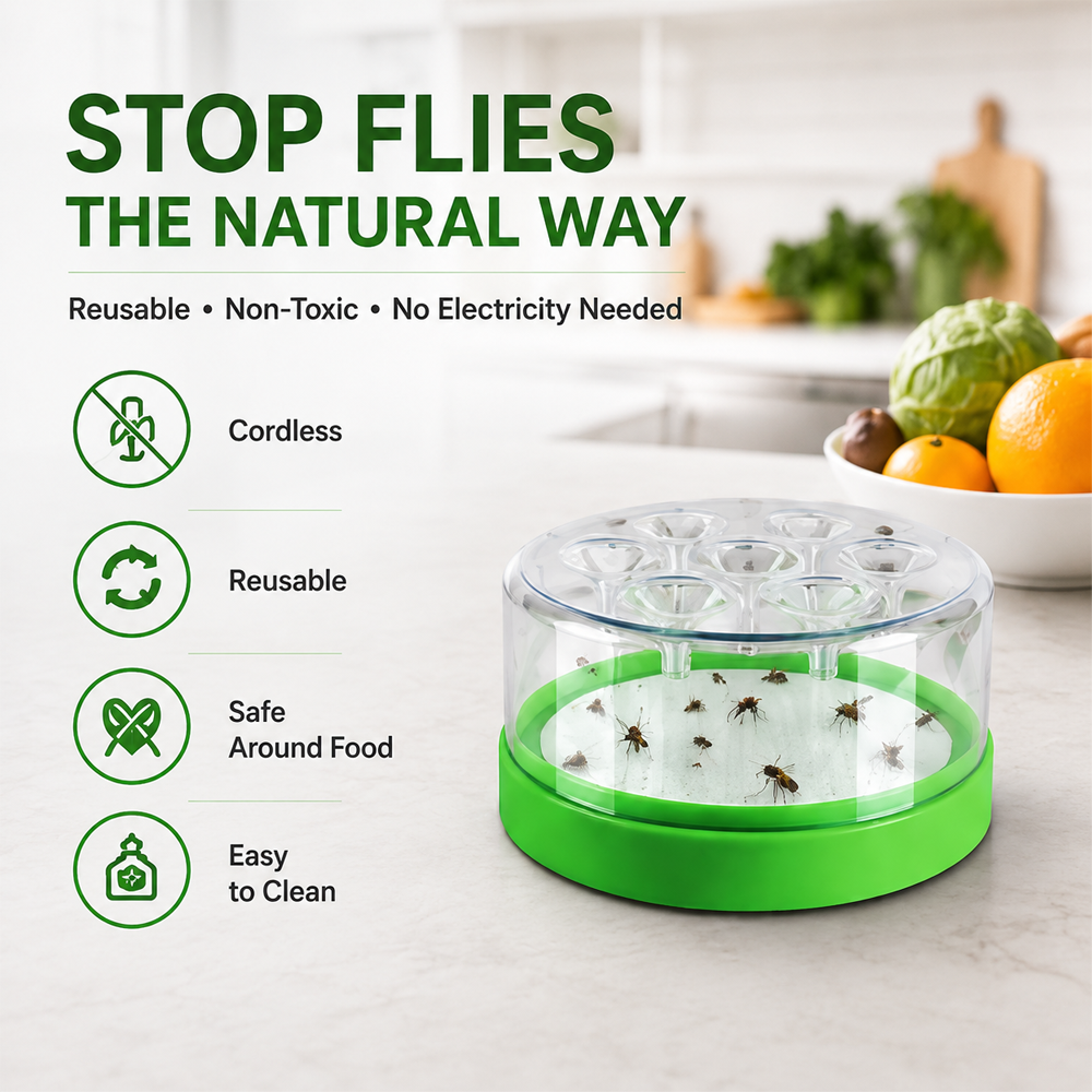 🛡️Reusable Non-Electric Fly Trap for Indoor & Outdoor Use– Safe, Cordless & Chemical-Free🔥 Navalonixcosh®