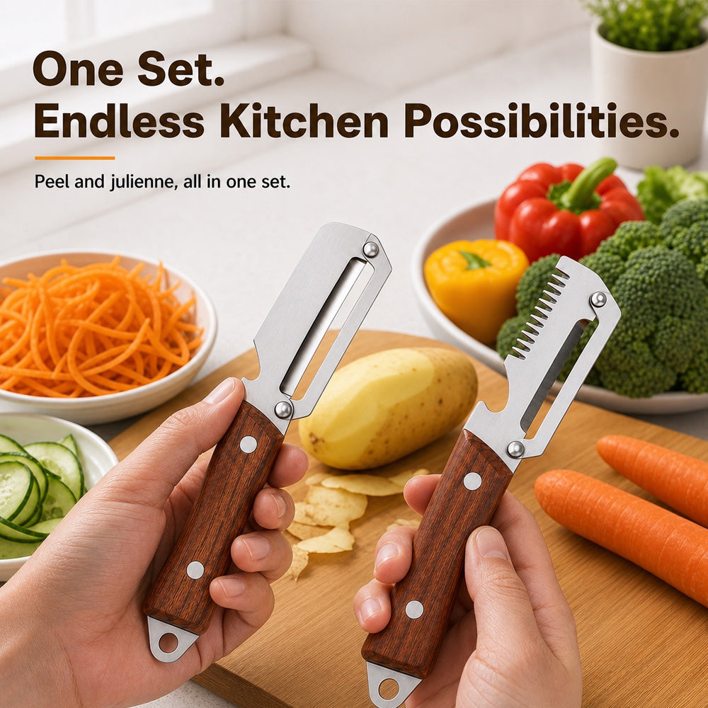 🥕 2-in-1 Multifunctional Vegetable Peeler Set | Peel, Slice & Julienne-Navalonixcosh®