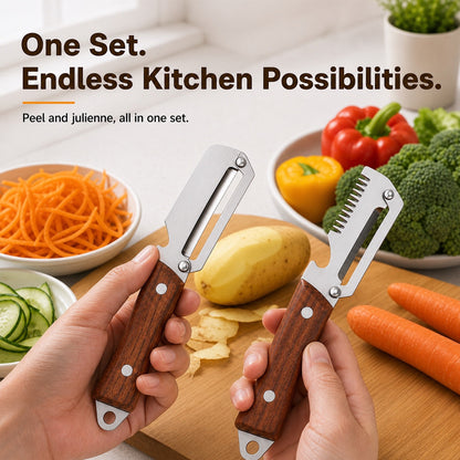 🥕 2-in-1 Multifunctional Vegetable Peeler Set | Peel, Slice & Julienne-Navalonixcosh®