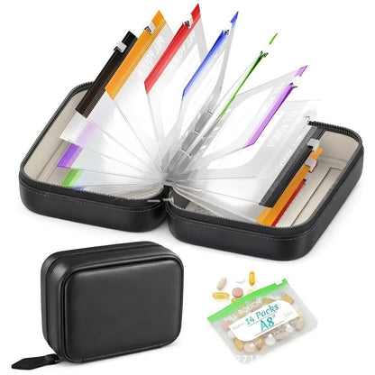 🎉 Sale 2026 🧳 A8 Wasserdichter Alltags-Organizer – 14 farbcodierte Beutel & stoßfeste Hülle für Medikamente, Schmuck & Zubehör! ✨