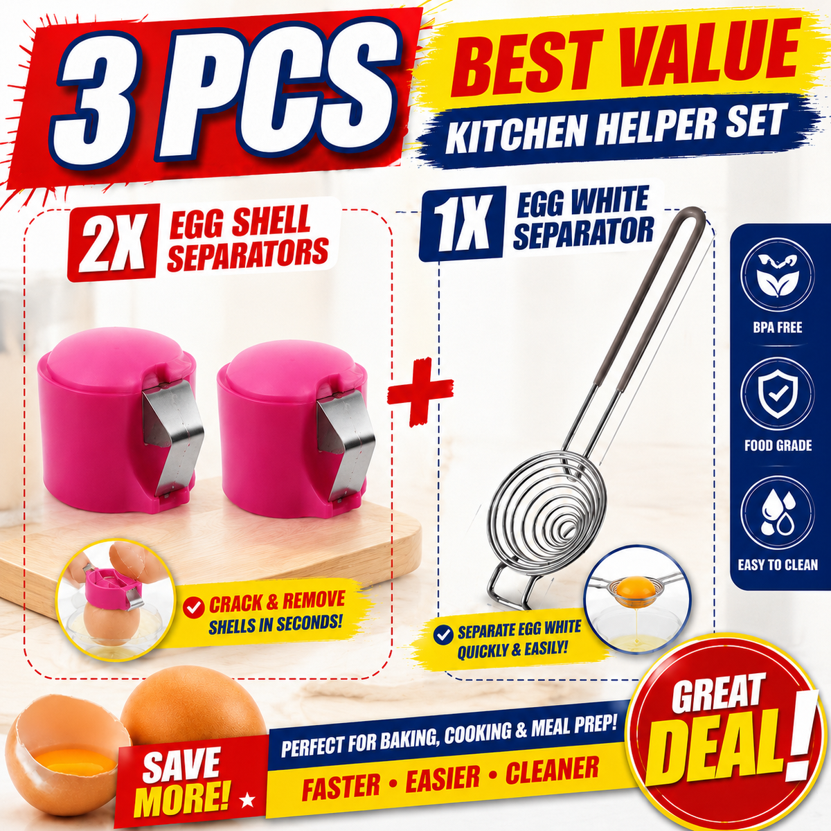 🔥🔥Limited-time 😮‍💨 Buy 1 Get 1 Free ！！！🍳 Quick Egg Cracker Tool – Open Hundreds Of Eggs Faster & Cleaner 🔥