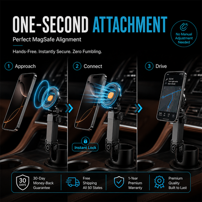 🧲Car Cup Holder Phone Mount – 360° Adjustable, Strong N52 Magnet, One-Hand Operation, Fits All Phones, Stable Magnetic & Clamp Models for Safe Driving-Navalonixcosh®