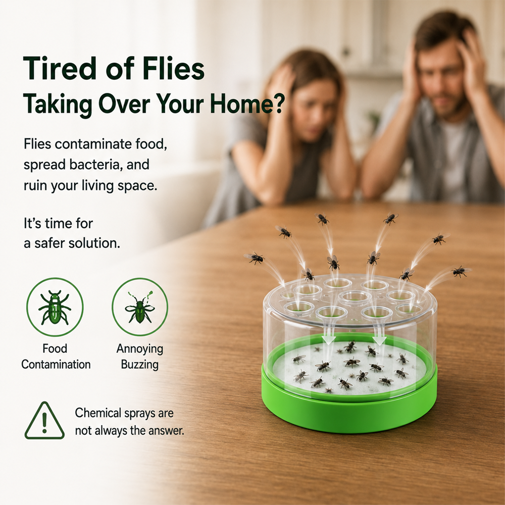 🛡️Reusable Non-Electric Fly Trap for Indoor & Outdoor Use– Safe, Cordless & Chemical-Free🔥 Navalonixcosh®
