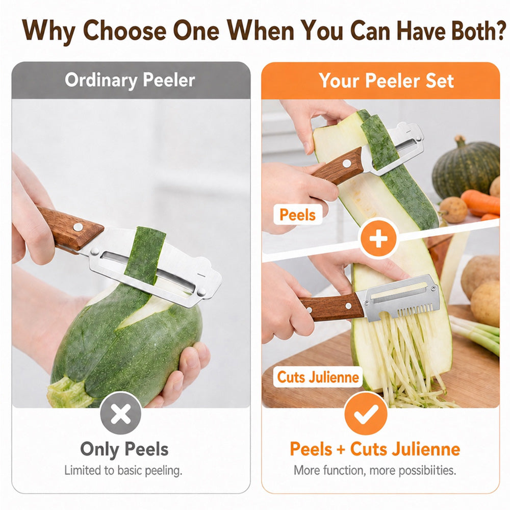 🥕 2-in-1 Multifunctional Vegetable Peeler Set | Peel, Slice & Julienne-Navalonixcosh®