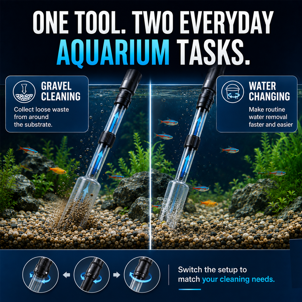 🔥2-in-1 Electric Aquarium Gravel Cleaner & Water Changer🐠  | Powerful Tank Vacuum with Power Adapter-Navalonixcosh®