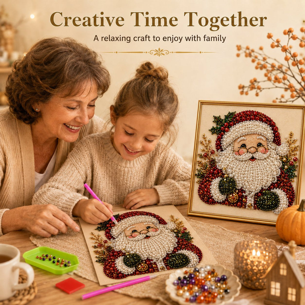 🎄LAST DAY 49% OFF – DIY Christmas Pearl Diamond Painting Art Kit With Frame Relaxing & Beginner-Friendly