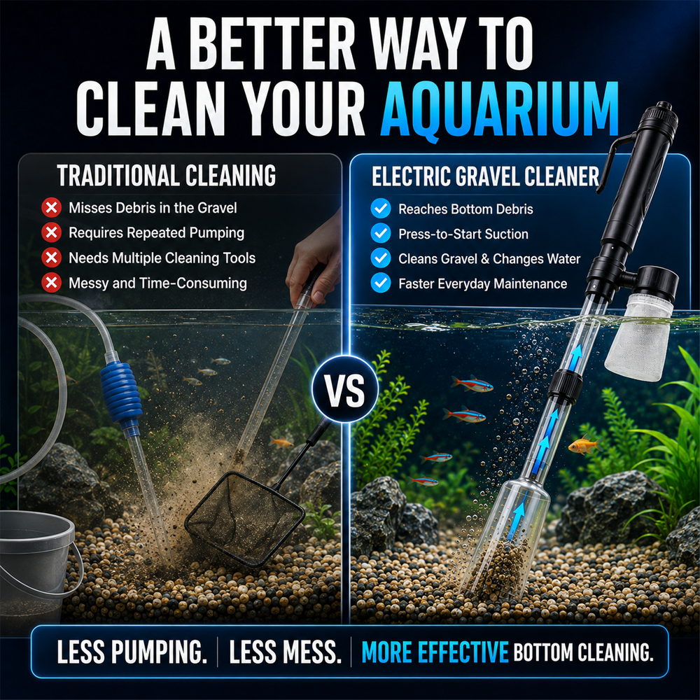 🔥2-in-1 Electric Aquarium Gravel Cleaner & Water Changer🐠  | Powerful Tank Vacuum with Power Adapter-Navalonixcosh®