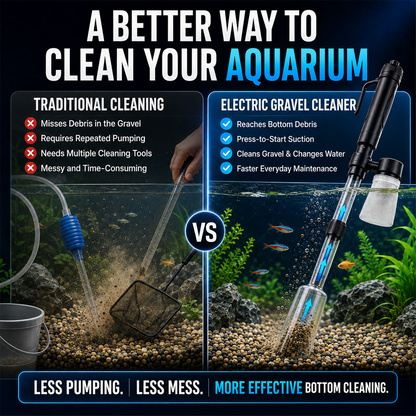 🔥2-in-1 Electric Aquarium Gravel Cleaner & Water Changer🐠  | Powerful Tank Vacuum with Power Adapter-Navalonixcosh®
