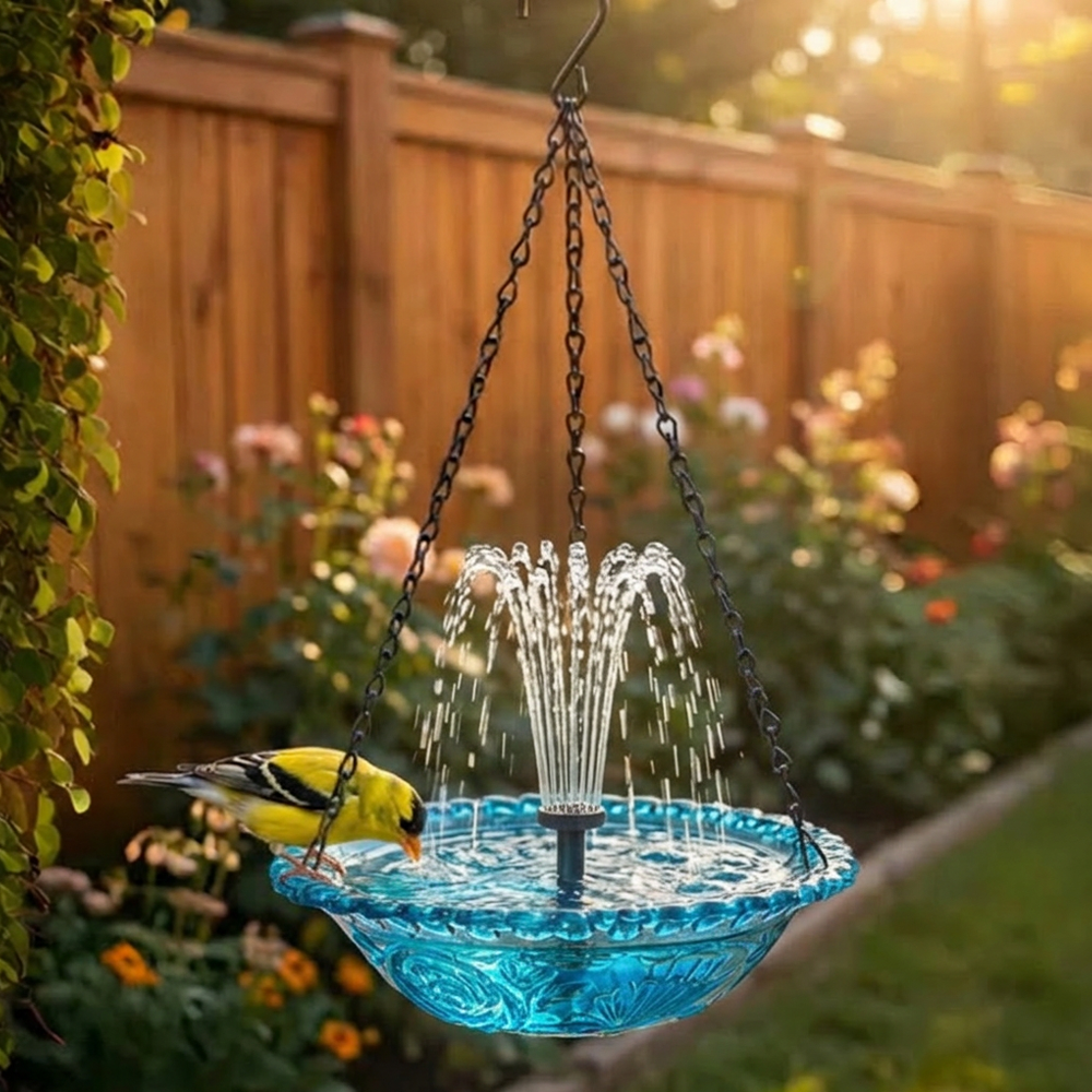 🔥2026 Spring Sale 40% Off--🐦Solar Cascade Hanging Bird Bath Fountain  -Navalonixcosh®