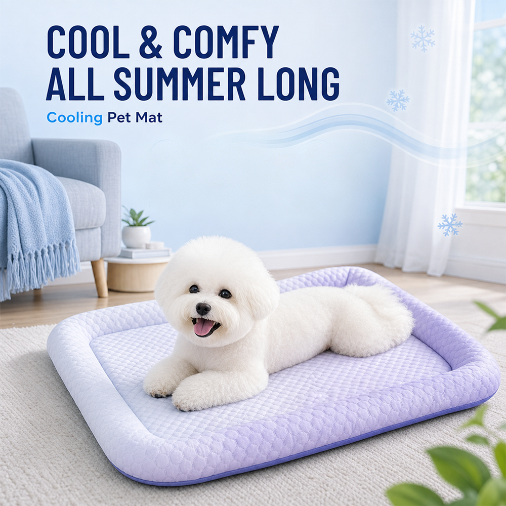 upsell❄️Pet Cooling Mat for Dogs & Cats 🐾  Naturally Cool Ice-Silk Pad • Breathable, Washable & Soft-Navalonixcosh®