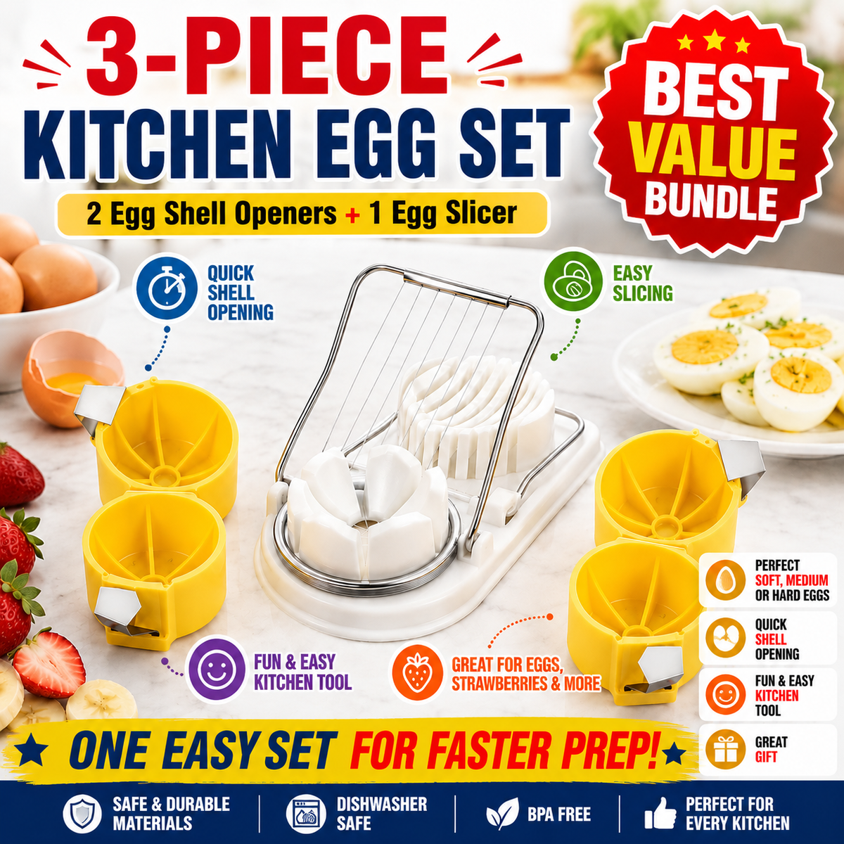 🔥🔥Limited-time 😮‍💨 Buy 1 Get 1 Free ！！！🍳 Quick Egg Cracker Tool – Open Hundreds Of Eggs Faster & Cleaner 🔥