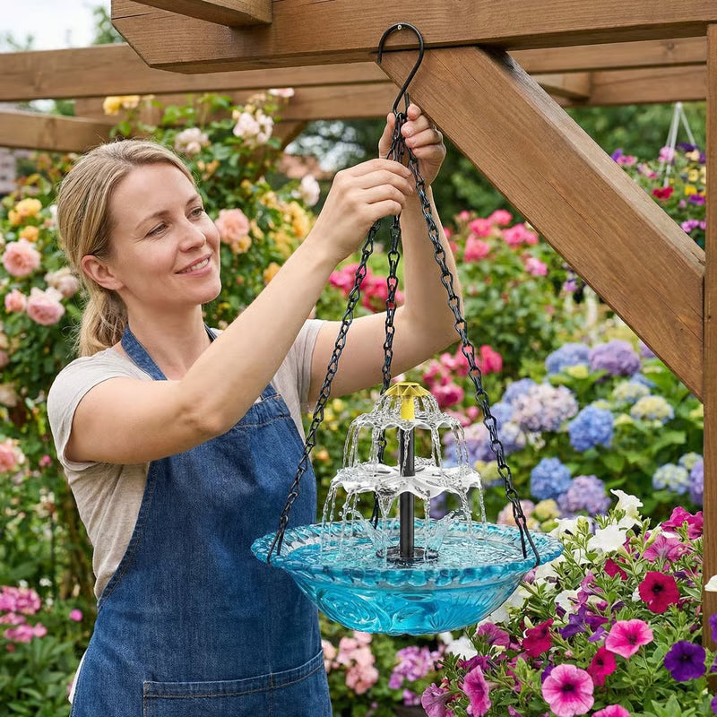 🔥2026 Spring Sale 40% Off--🐦Solar Cascade Hanging Bird Bath Fountain  -Navalonixcosh®
