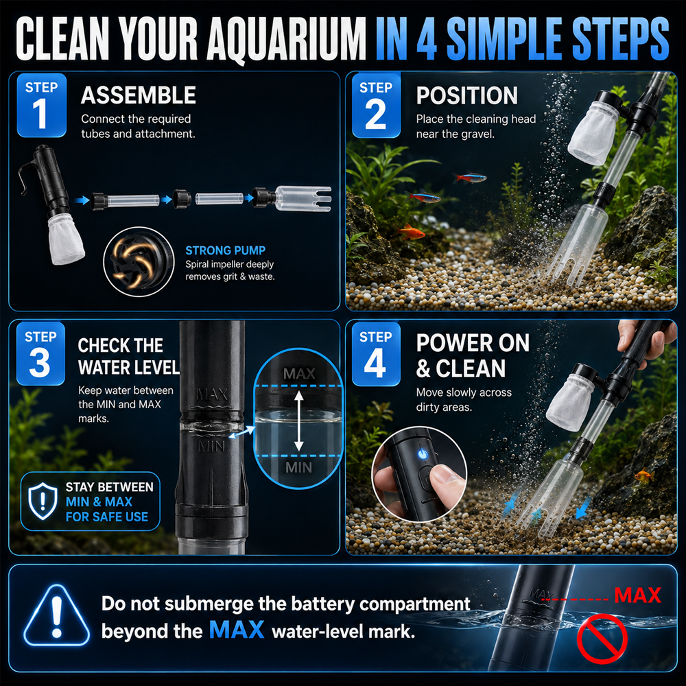 🔥2-in-1 Electric Aquarium Gravel Cleaner & Water Changer🐠  | Powerful Tank Vacuum with Power Adapter-Navalonixcosh®