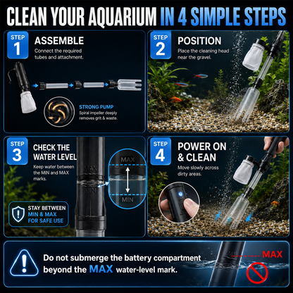 🔥2-in-1 Electric Aquarium Gravel Cleaner & Water Changer🐠  | Powerful Tank Vacuum with Power Adapter-Navalonixcosh®
