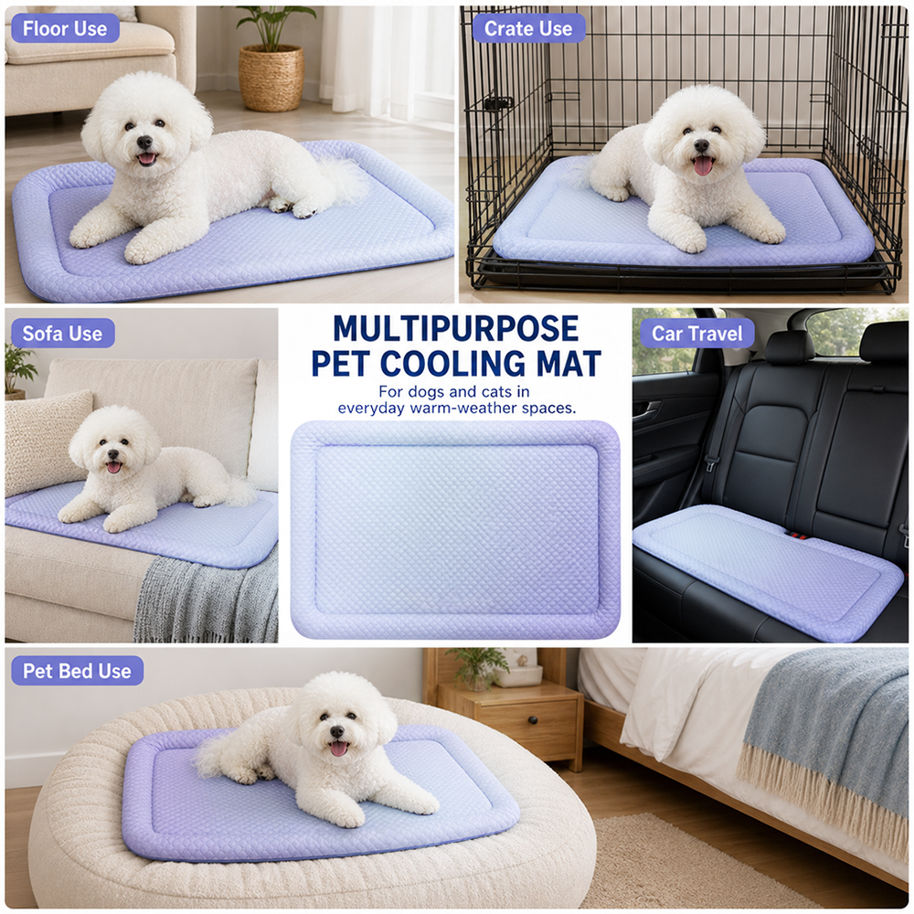 upsell❄️Pet Cooling Mat for Dogs & Cats 🐾  Naturally Cool Ice-Silk Pad • Breathable, Washable & Soft-Navalonixcosh®