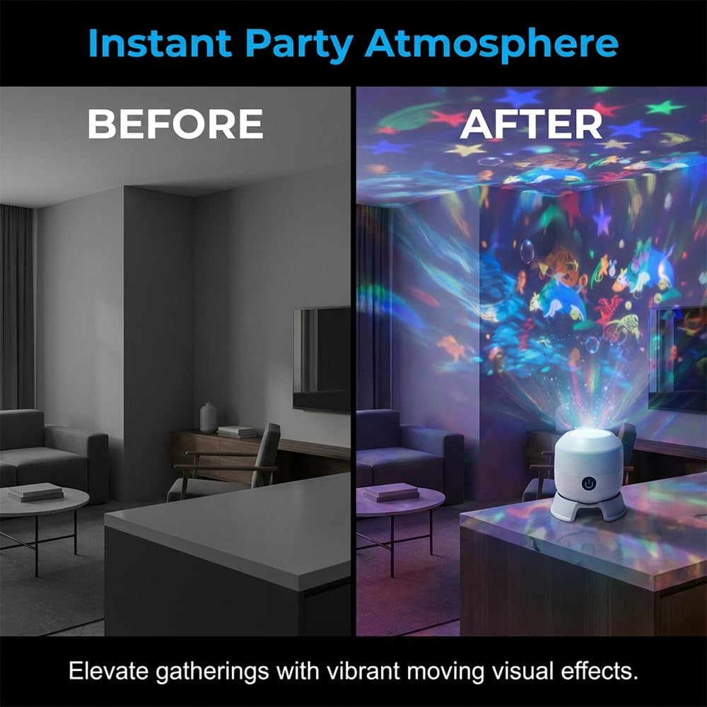 🌊 Transform Your Room into an Underwater Paradise | Dynamic Rotating LED Projector Light with Ocean Waves & Aurora Effects