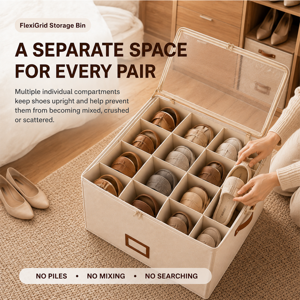 🔥Oxford Fabric Foldable Design Shoe Organizer, Storage Box– Large Capacity, Dustproof & Breathable for Closet & Bedroom 🧺✨-Navalonixcosh®