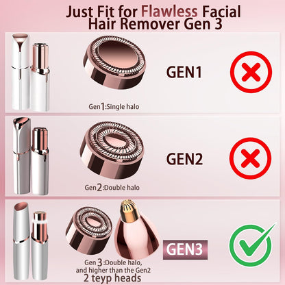 18K Gold Facial Hair Remover Replacement Heads Set – Precision Facial &amp; Eyebrow Trimmer Blades for Smooth, Gentle Hair Removal