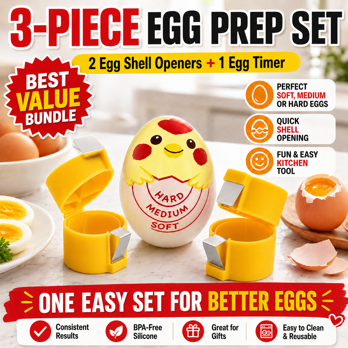 🔥🔥Limited-time 😮‍💨 Buy 1 Get 1 Free ！！！🍳 Quick Egg Cracker Tool – Open Hundreds Of Eggs Faster & Cleaner 🔥
