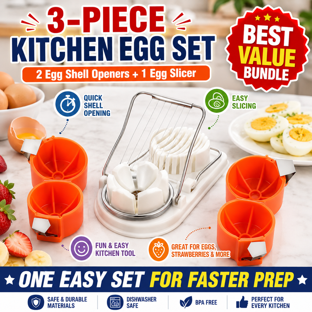 🔥🔥Limited-time 😮‍💨 Buy 1 Get 1 Free ！！！🍳 Quick Egg Cracker Tool – Open Hundreds Of Eggs Faster & Cleaner 🔥