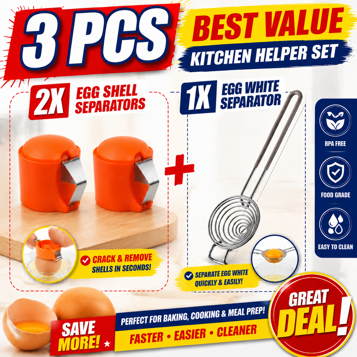 🔥🔥Limited-time 😮‍💨 Buy 1 Get 1 Free ！！！🍳 Quick Egg Cracker Tool – Open Hundreds Of Eggs Faster & Cleaner 🔥