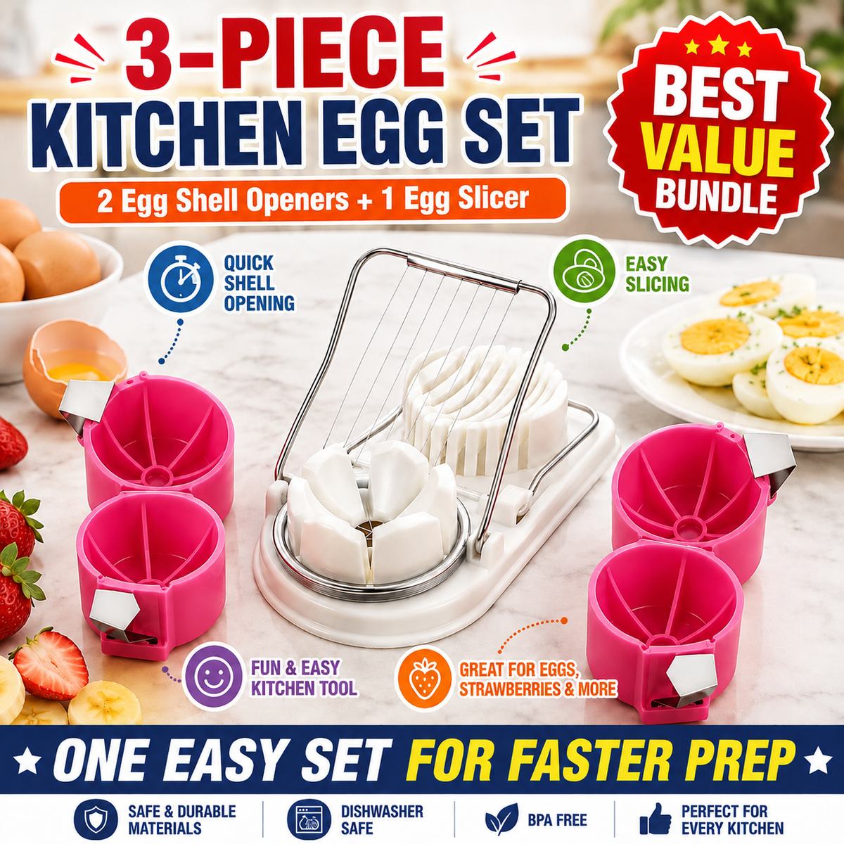 🔥🔥Limited-time 😮‍💨 Buy 1 Get 1 Free ！！！🍳 Quick Egg Cracker Tool – Open Hundreds Of Eggs Faster & Cleaner 🔥