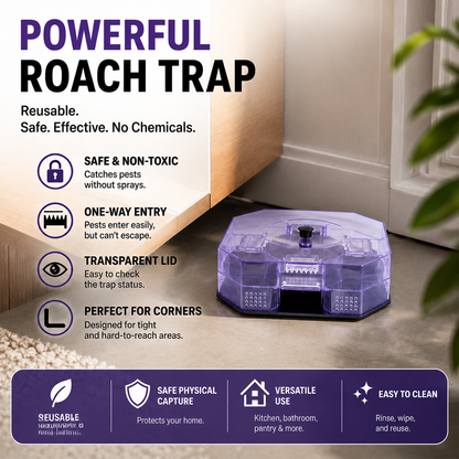 ⏳Time-Limited Special⏰ Reusable Roach Trap – Physical capture, no toxic sprays. One‑way doors, easy to check & clean. Safe for homes with kids & pets! 🏠✨-Navalonixcosh®