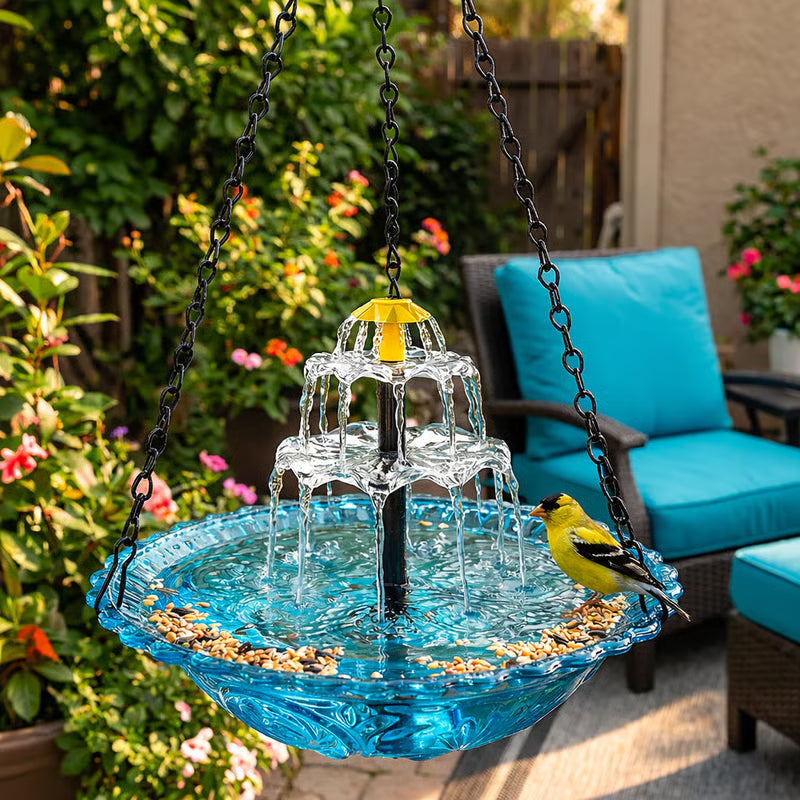 🔥2026 Spring Sale 40% Off--🐦Solar Cascade Hanging Bird Bath Fountain  -Navalonixcosh®