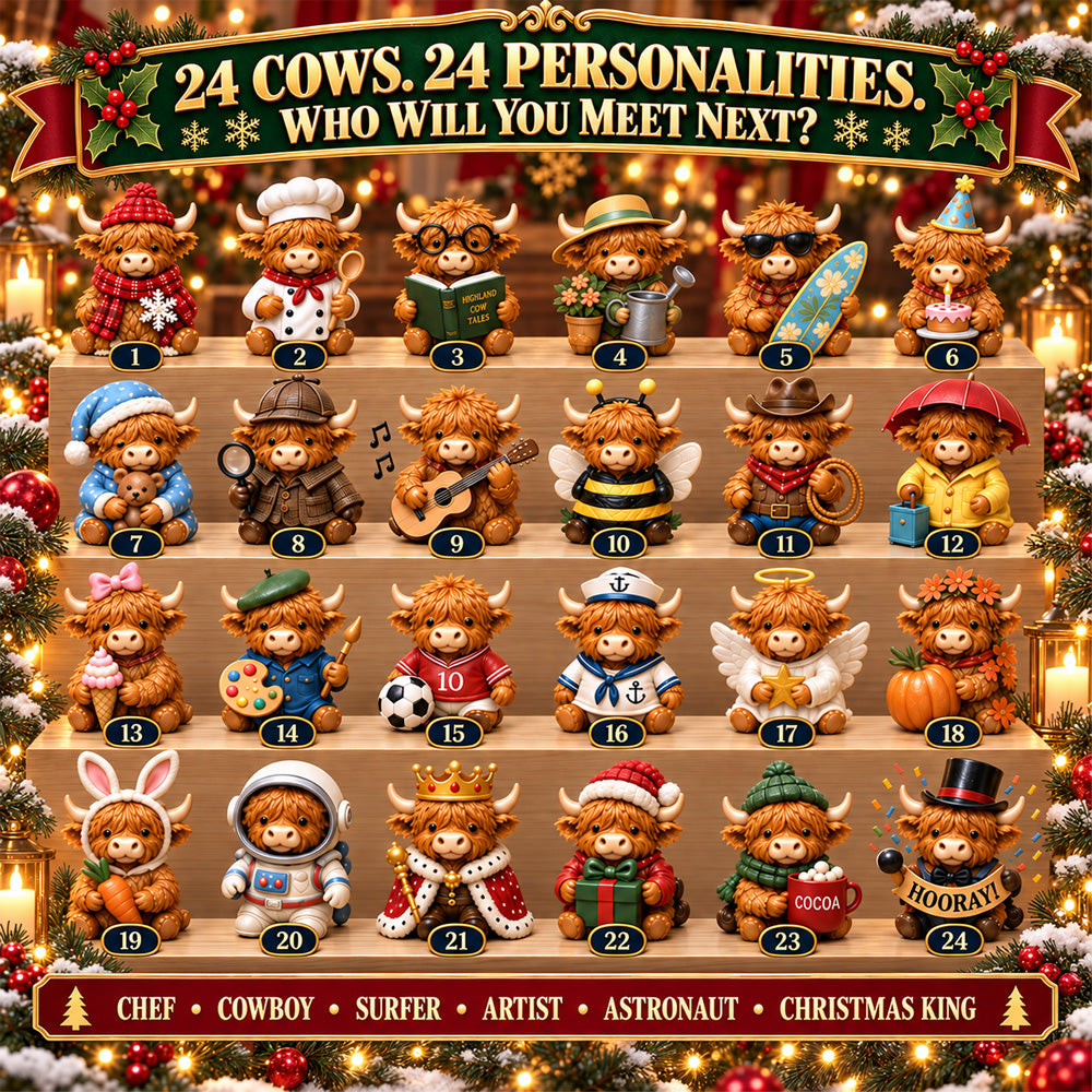 ⏳ Last Day 49% OFF🐮 24 Days of Highland Cow Advent Calendar