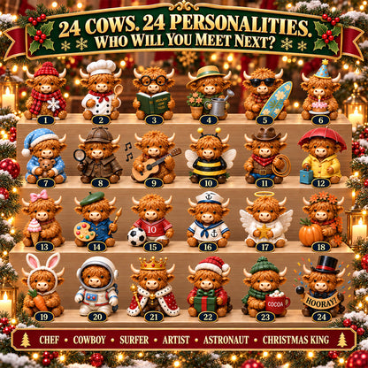 ⏳ Last Day 49% OFF🐮 24 Days of Highland Cow Advent Calendar