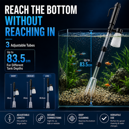 🔥2-in-1 Electric Aquarium Gravel Cleaner & Water Changer🐠  | Powerful Tank Vacuum with Power Adapter-Navalonixcosh®