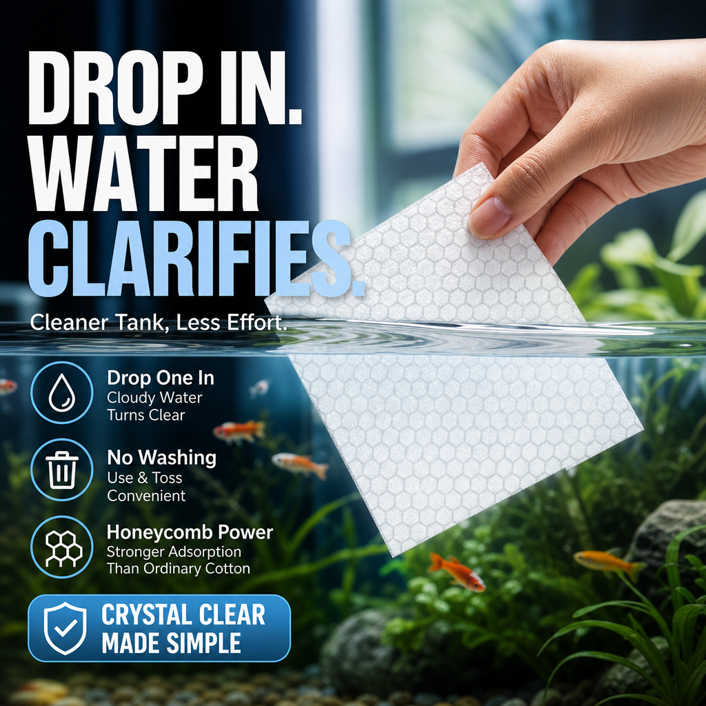 🐠 BUY 1 GET 1 FREE! ✨ AQUARIUM CLARIFYING SHEETS - Crystal Clear Water in 24 Hours, Removes Odors and Impurities, Safe for All Fish and Plants 🌿🔮-Navalonixcosh®