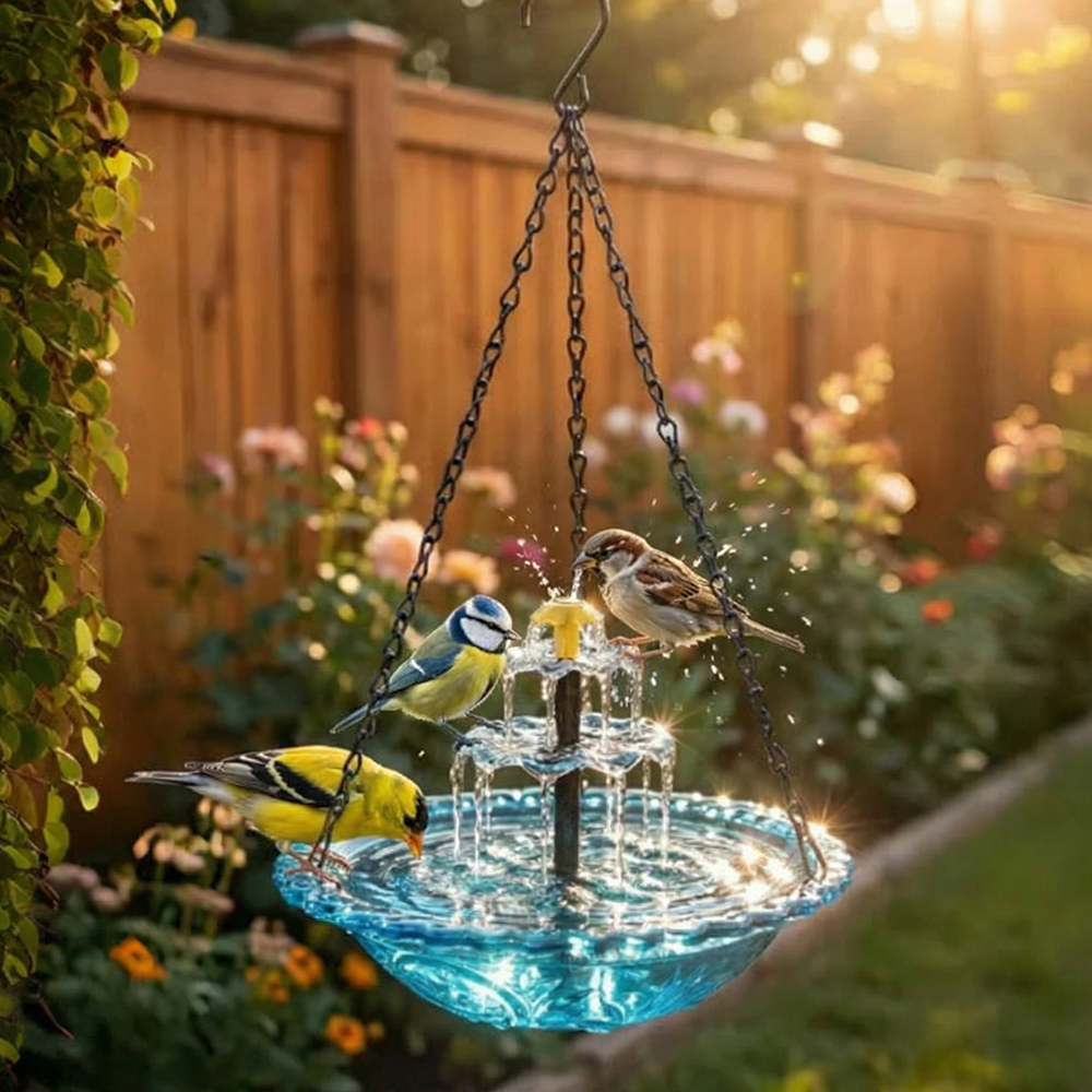 🔥2026 Spring Sale 40% Off--🐦Solar Cascade Hanging Bird Bath Fountain  -Navalonixcosh®