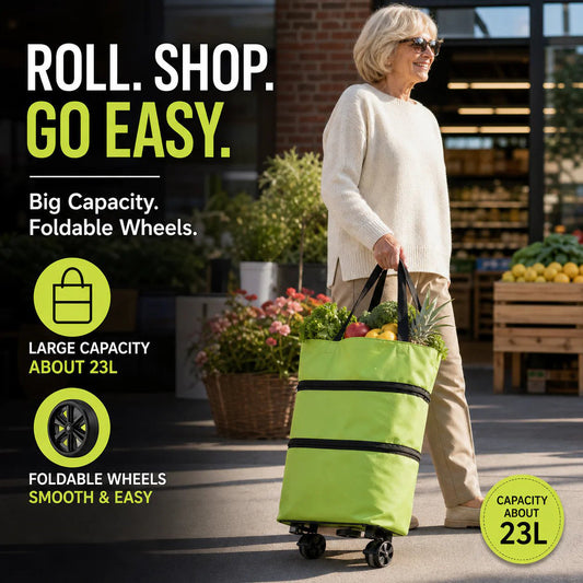 🔥 HOT SALE 50% OFF - 🛒 Foldable Rolling Grocery Cart Bag | 2-in-1 Carry & Roll Shopping Helper-Navalonixcosh®